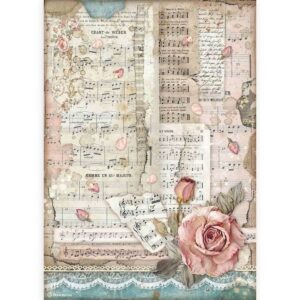Ριζόχαρτο Stamperia 21x29cm, Passion, Rose and music (RI107)