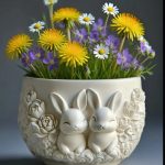 Καλούπι Σιλικόνης Βάζο (Λαγουδάκια) -KS8571