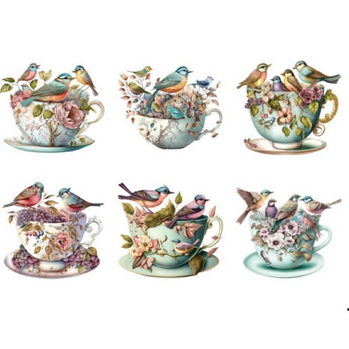 Χαρτί Easy Transfer, Πουλάκια σε κούπες,25x35cm-LN5200