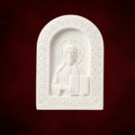 Ανάγλυφη εικόνα Ιησού από σκόνη πορσελάνης 9,5x7,5cm για μπομπονιέρες NikArt