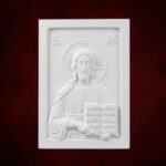 Ανάγλυφη εικόνα Ιησού από σκόνη πορσελάνης NikArt διαστάσεις 10,8x15cm, χειροποίητο διακοσμητικό NikArt