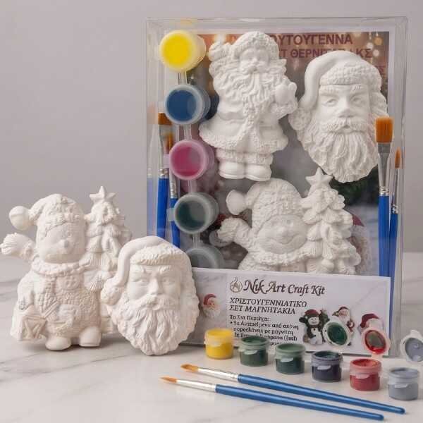 NikArt Craft Kit «Χριστουγεννιάτικα στολίδια με μαγνήτη» – Παιδικό Σετ Ζωγραφικής